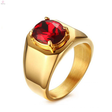 New Design Gold Plated Indonesia Red Zircon Rings Jewelry